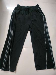 Black Track Pants with White Stripe