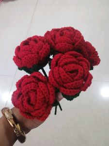 Crochet Red Rose Flower
