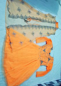 Short Frock+Shrug With Pant &amp; Dupatta