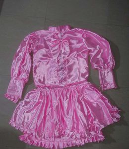 Pink Satin Ruffled Dress