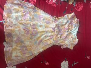Floral Print Tiered Midi Dress Size-S