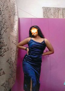 Navy Blue Boat Neck Party Dress