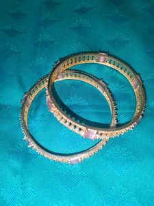 White And Baby Pink Stone Bangles
