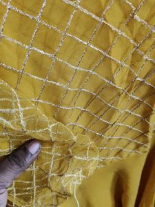 Yellow Mesh Sleeve Dress