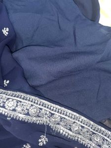 Xl New Unused Elegant Navy Blue Anarkali With Belt