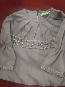 Ash Colour Top With Pink Midy Set