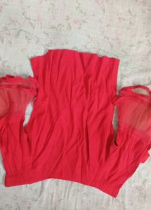 Red Top with Ruffle Sleeves