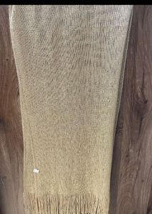 Gold Metallic Scarf with Fringe