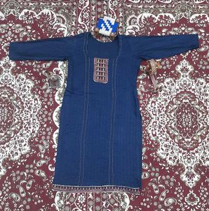Navy Colour Suit Salwar With Orange Dupatta