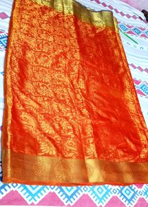 Kanjivaram Silk Red &amp; Gold Floral Sari