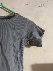 Grey Ribbed Crop Top