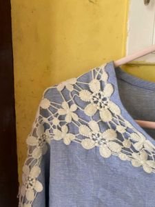 Blue Floral Lace Top