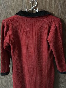 Vintage Maroon Tunic with Black Trim