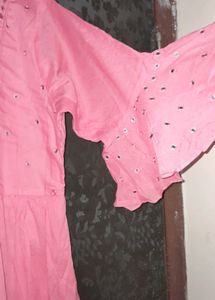 Pink Tiered 1 piece dress/kurti