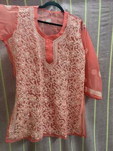 Pinkish Peach Embroidered Kurta