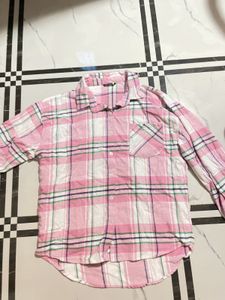 Pink Plaid Flannel Shirt