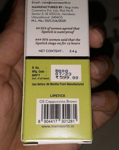 MAMAEARTH MATTE CRAYON TRANSFER PROOF LIPSTICK