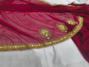 Elegant Maroon Embellished Saree