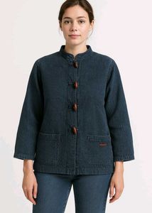 Denim Jacket with Toggle Closure