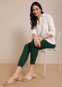 High Ankle Length Dark Spring Green Leggings