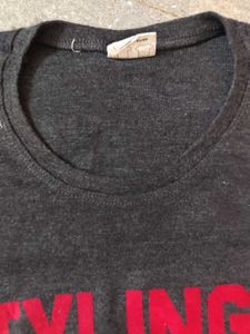 Grey fitted tee.