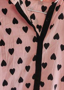 New Pink Heart Print Top
