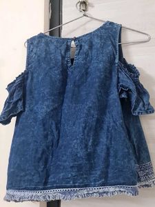 Denim Cold Shoulder Top