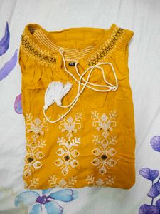 Yellow Embroidered Tunic Top