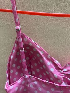 Pink Polka Dot Ruffle Mini Dress