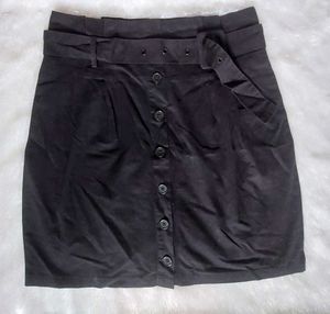 Black Button-Down Mini Skirt
