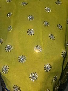 Elegant Lime Green Saree With Stiched Blouse