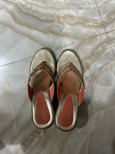 Gold Sparkly Thong Sandals