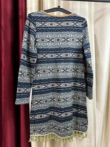 Patterned woolen Long Sleeve Dress