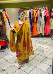 Floral Print Mustard Salwar Suit