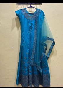 Teal Colour Anarkali Suit Set Size L