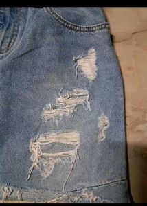 Mini Distressed Denim Skirt