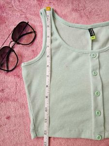 TOKYO TALKIES Mint Green Cropped Top