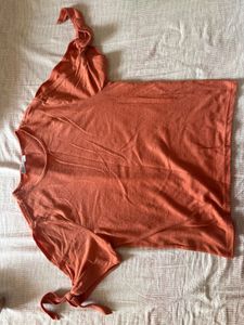 Chic Orange Tie-Sleeve Top