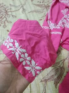 Pink chikankari Kurta