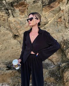 Black Pleated Relaxed Co Ord Suit