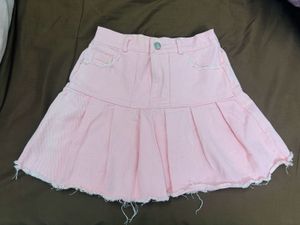 Pink Denim Short Skirt