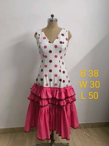 Pink Polka Dot Ruffled Dress