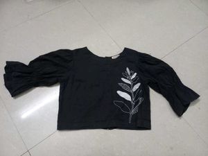 Black Crop Top Blouse