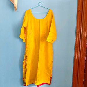 Yellow Embroidered Kurta
