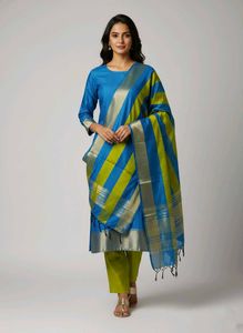Elegant Blue Kurta Set with Dhupata 💫
