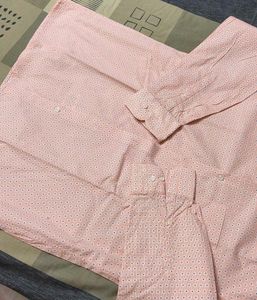 Peter England Men Peach Printed Cotton Mix Shirt