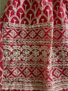 Pink Embroidered Chikankari Short Kutri