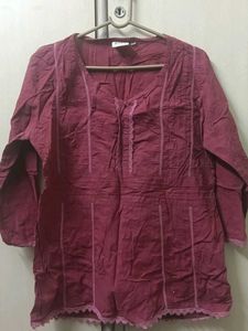 Maroon Embroidered Tunic Top
