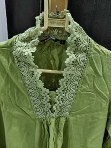 Pista green short kurta