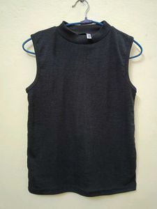 Black Mock Neck Sleeveless Top